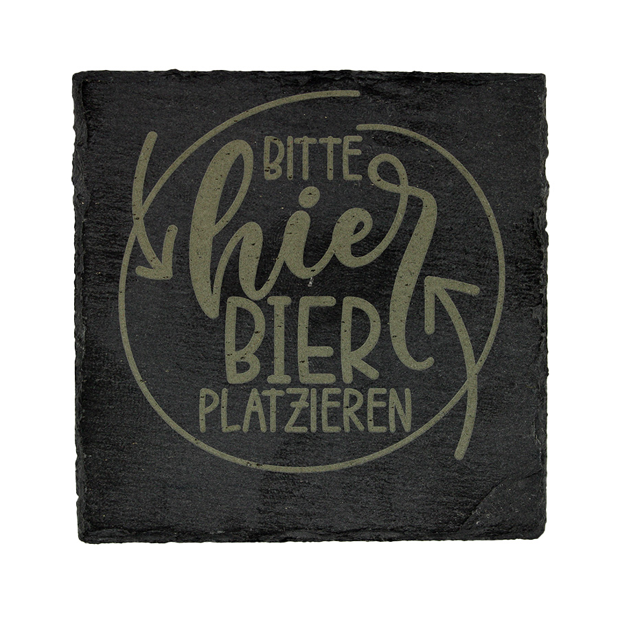 Schieferuntersetzer Bitter hier Bier platzieren