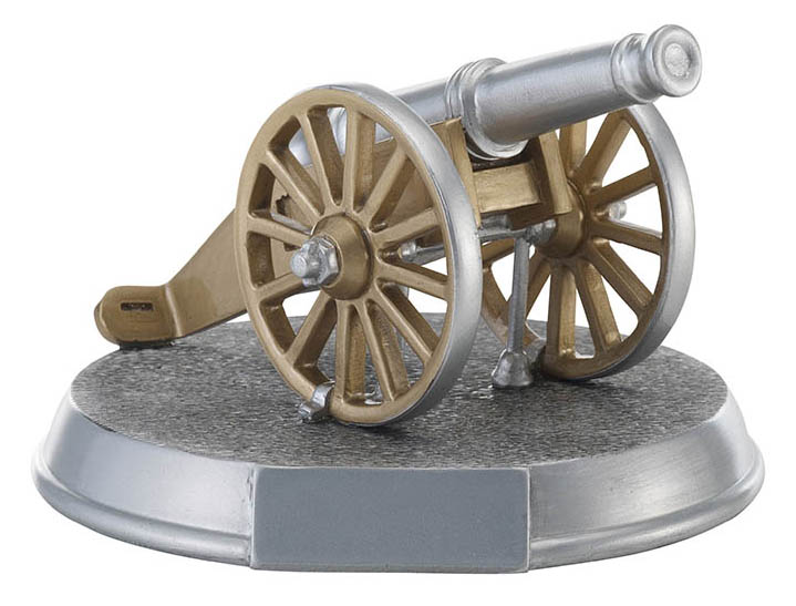 Resinfigur Kanone für den Torjäger von EinzigArt Resinfigur Kanone für den Torjäger von EinzigArt, mit silbernem Kanonenrohr, braunen Speichenrädern und rundem silberfarbenem Sockel