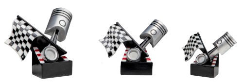 3er-Serie Motorsport / Resinpokale - auf schwarzem Sockel