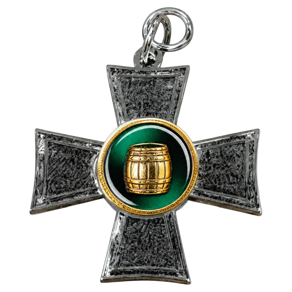 Auflage Bierkönig ohne Befestigung medaille, kreuz, anhänger, barrel, grüner zentrum