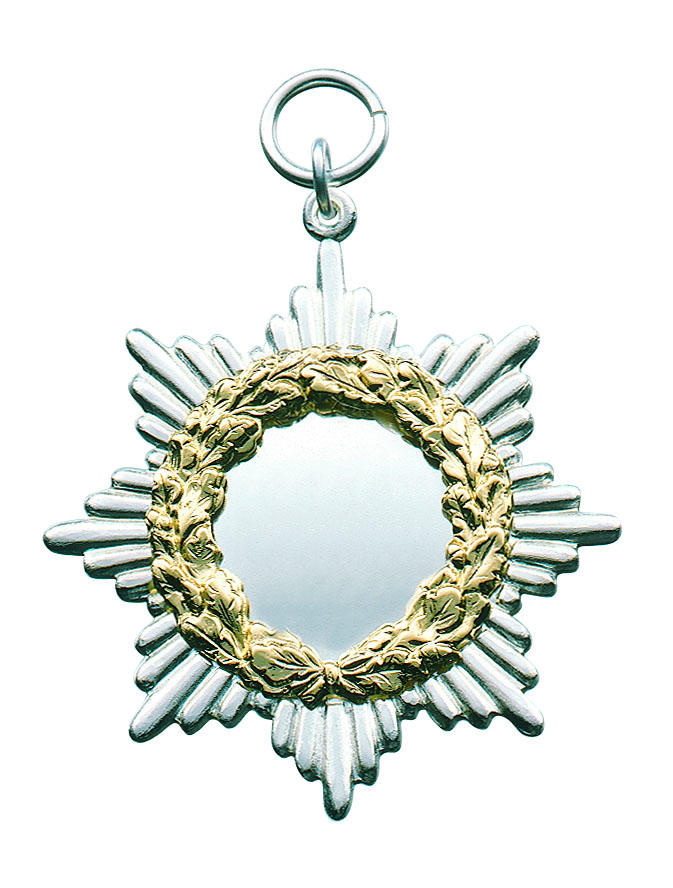 Orden mit Kranz versilbert mit Ösen und Ring
