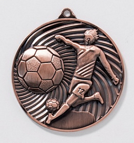 Zamak Medaille-Fußballspieler-Ø 50 mm / bronze