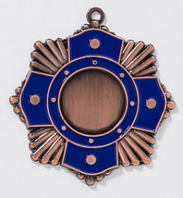 Zamak-Medaille Ø 65 mm - bronze/blau