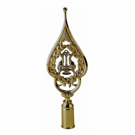 Rahmenspitze Lyra, Messing poliert, Höhe 28cm