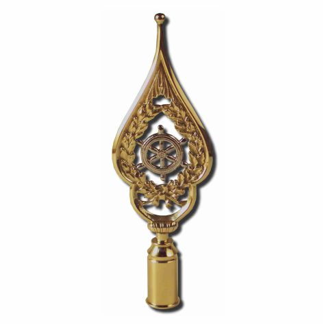 Rahmenspitze Steuerrad, Messing poliert, Höhe 28cm