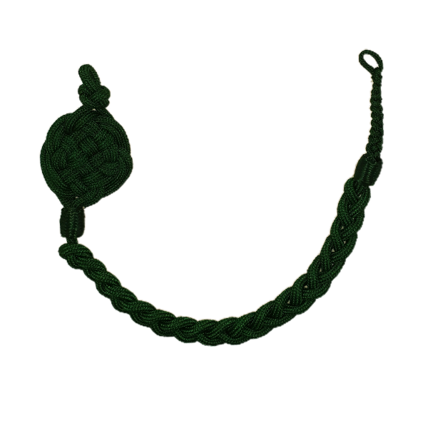 Schützenschnur 50 cm in Grün mit Rosette und geflochtener Rundschnur Grüne Schützenschnur 50 cm mit runder Rosette, geflochtener Rundschnur im Zopfgeflecht und Schlaufe als Uniformzubehör für Schützen