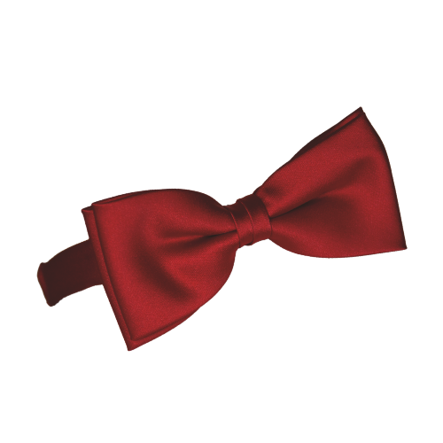 Fliege rot mit Gummiband in stumpfer Form Rote, einfarbige Fliege mit Gummiband in stumpfer Form, aus Polyester mit glatter, leicht glänzender Oberfläche