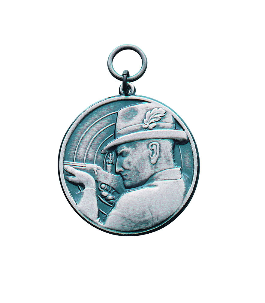 Medaille 28mm, bronzefarbig mit Öse und Ring Medaille 28mm, bronzefarbig mit Öse und Ring