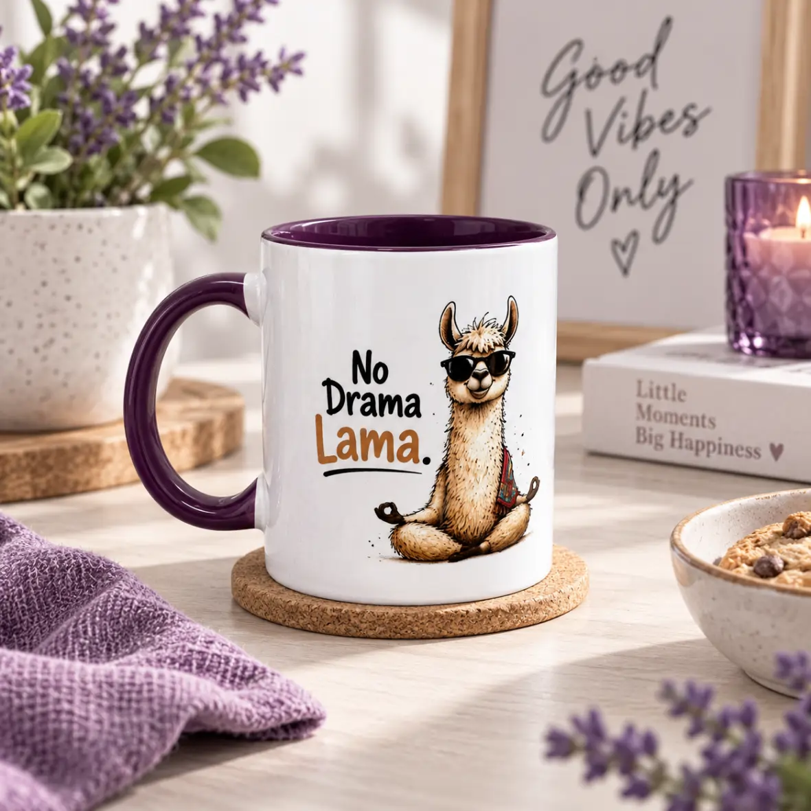 Tasse No Drama Lama Kaffeetasse, Becher, Lama, Cartoon-Lama, Kaffebecher mit Spruch
