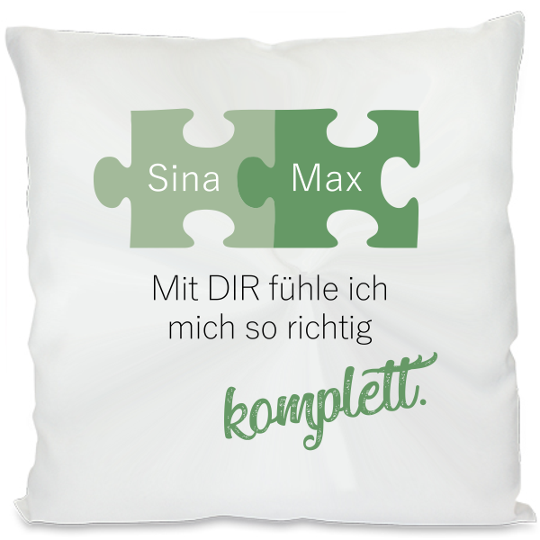 Kissen "Mit dir fühle ich mich so richtig komplett" Farbe: blau