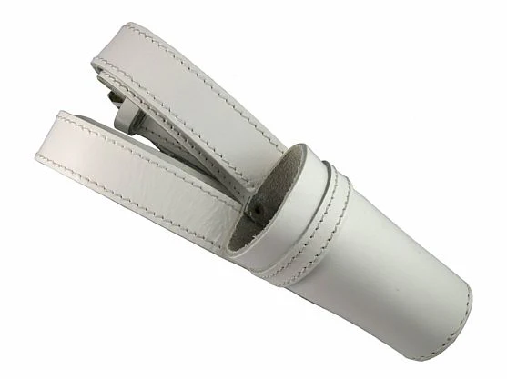 Fahnenköcher, weißes Leder, verstellbar Fahnenköcher, weißes Leder, verstellbar