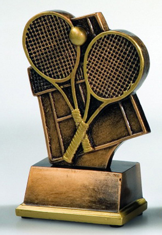 Resinfigur Tennis - gold / Höhe 80 mm