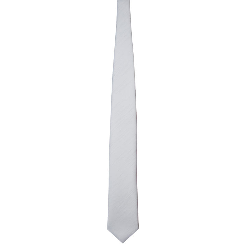 Krawatte silber, Shantung Silberne, einfarbige Krawatte in schmal zulaufender Form mit Shantung-Struktur.
