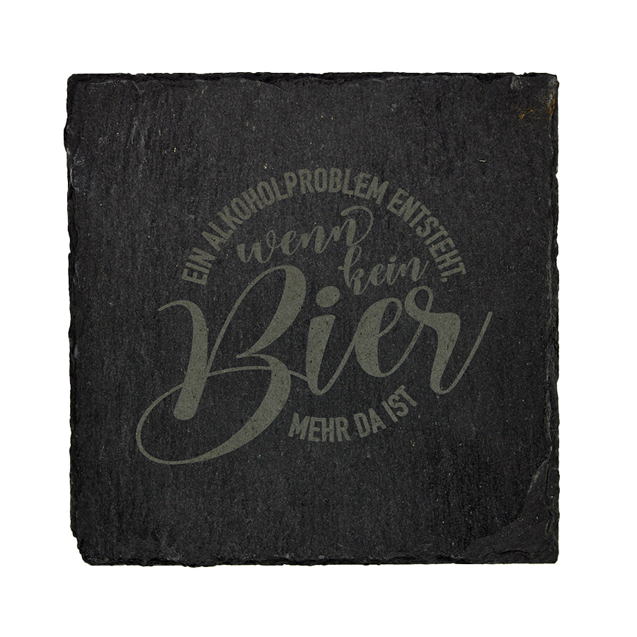 Schieferuntersetzer mit Laserung - kein Bier mehr da Schieferuntersetzer mit Laserung - kein Bier mehr da