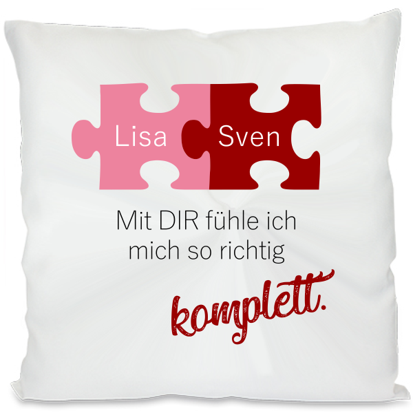 Kissen "Mit dir fühle ich mich so richtig komplett" Farbe: blau