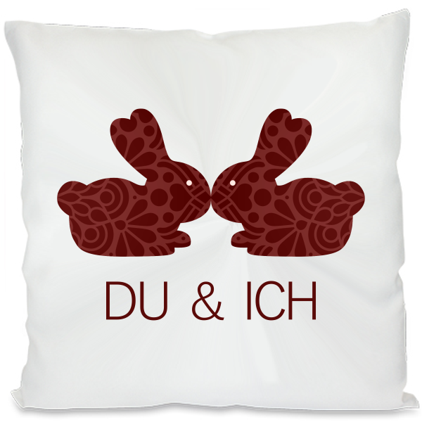 Kissen mit süßem Hasenmotiv - schwarz