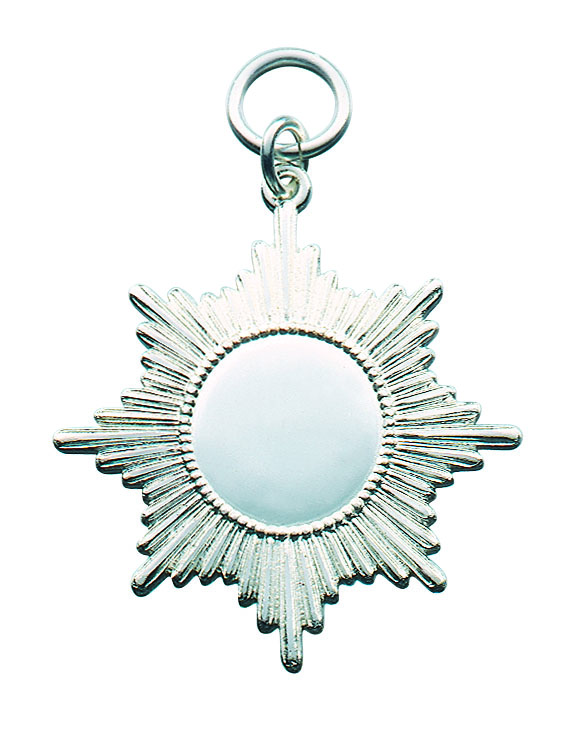 Orden Sternform versilbert mit Öse und Ring