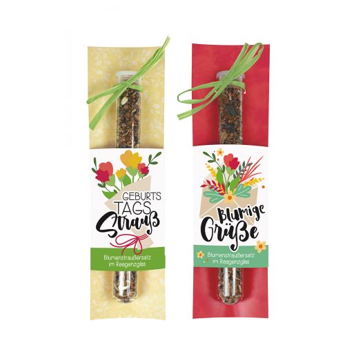 Blumensamen im Reagenzglas Grüße Blumensamen im Reagenzglas Grüße