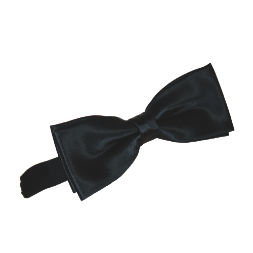 Fliege schwarz mit Gummiband Schwarze Fliege mit Gummiband in klassischer Schleifenform mit glatter, leicht glänzender Oberfläche