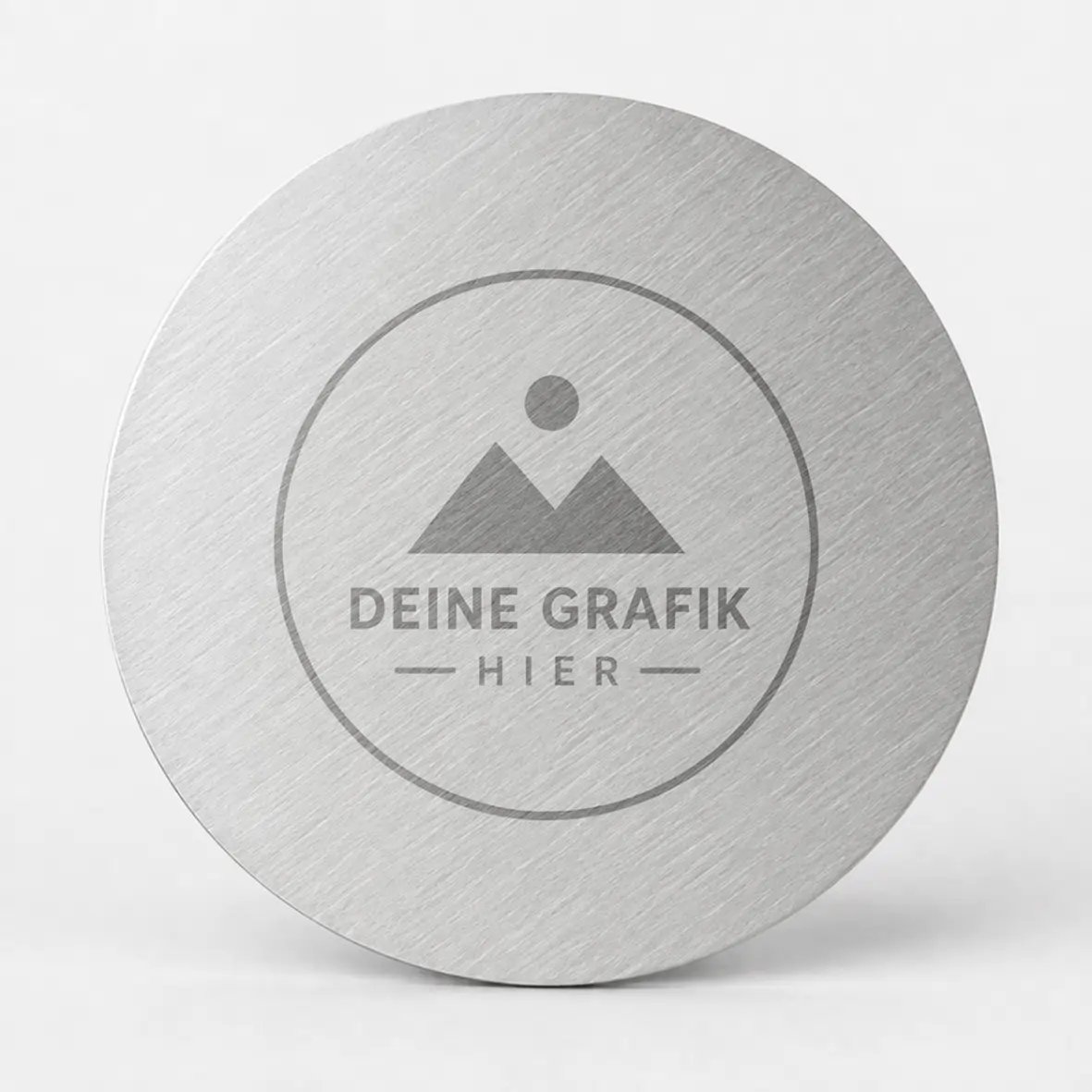 metall, scheibe, grau, brushed, personalisiert