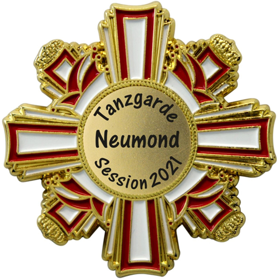 Karnevalsorden, Metallorden, goldfarben, Rot-Weiß, Session 2021