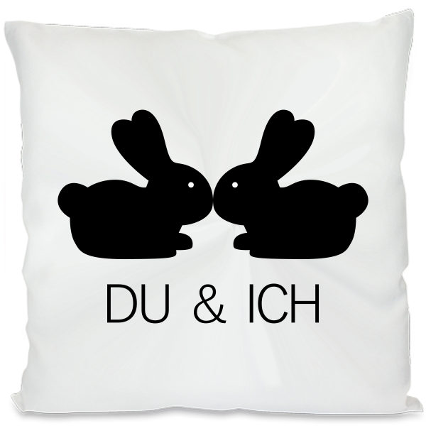 Kissen mit süßem Hasenmotiv - schwarz