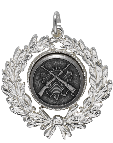 Anhänger 40 mm, versilbert, Auflage altsilberfarbig, mit Öse und Ring