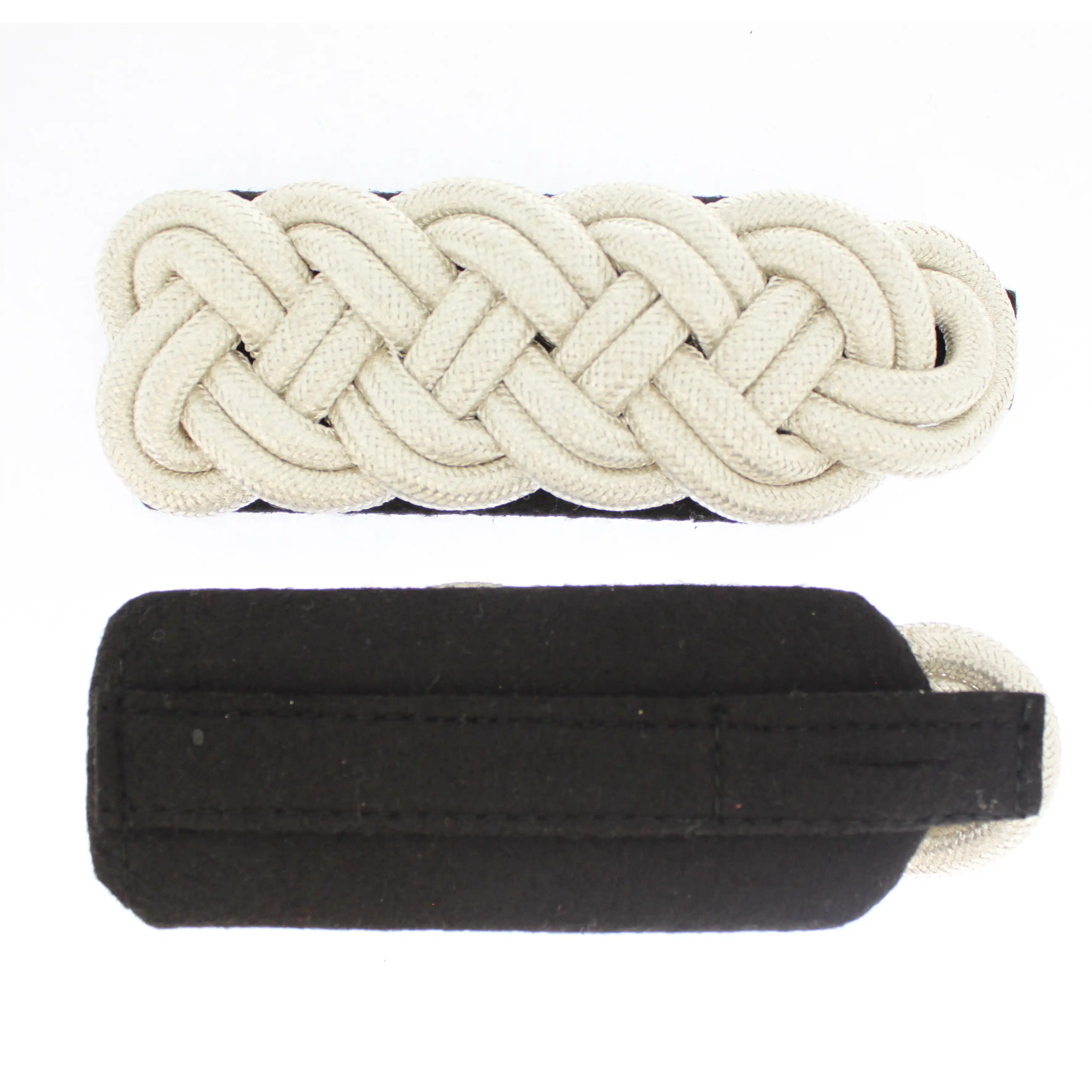 Majorsgeflecht 5-bogig 6mm Rundschnur silber auf schwarz Majorsgeflecht 5-bogig 6mm Rundschnur silber auf schwarz