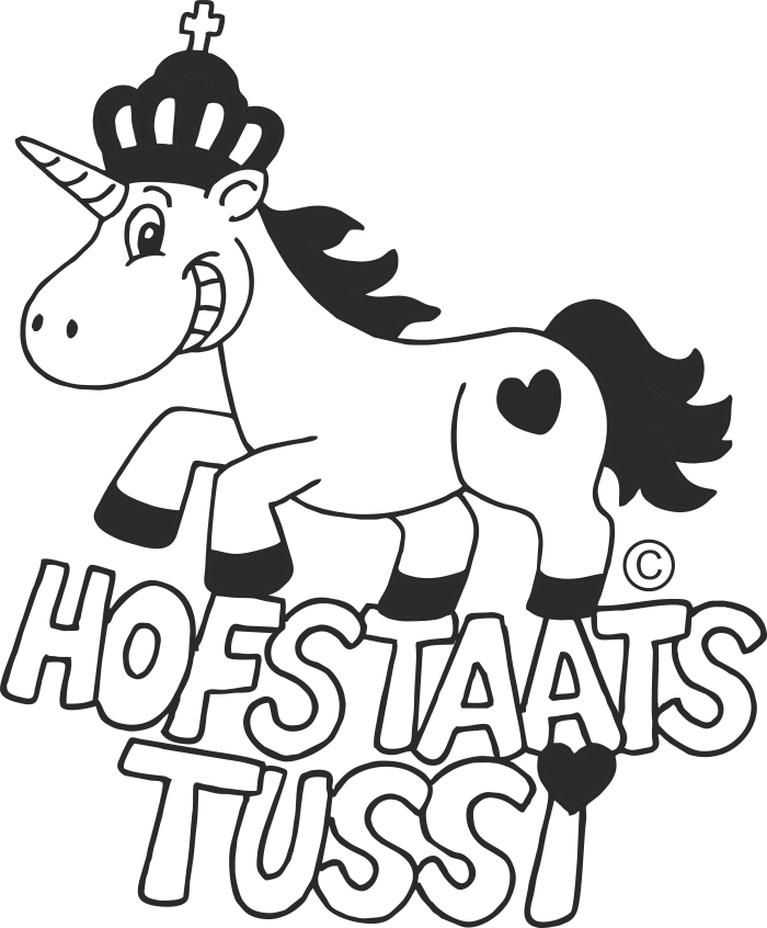 T-Shirt pink Hofstaatstussi mit Einhorn und Krone Pinkes T-Shirt Hofstaatstussi von EinzigArt mit comicartigem Einhorn, Krone, Herz auf der Flanke und dem Schriftzug „HOFSTAATS TUSSI“.