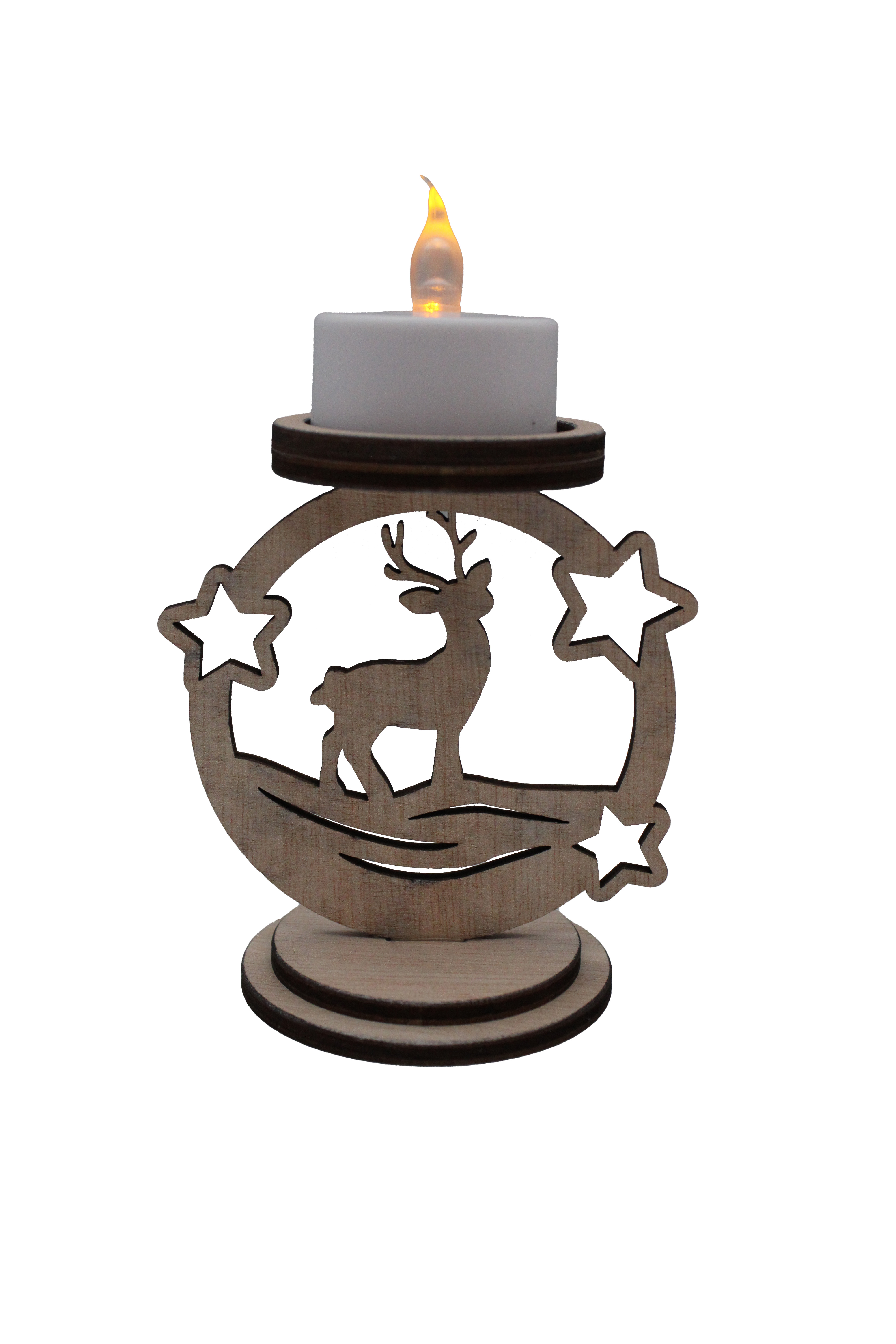 Teelichthalter aus Holz versch. Weihnachtsmotive - Handgefertigt Variante: Stern
