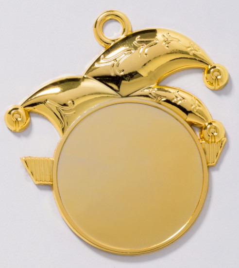 Medaille Karnevalsmütze 80x80 mm / gold