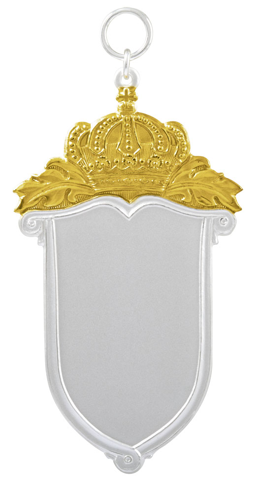Schild mit Eichenlaub und Krone versilbert mit Öse und Ring