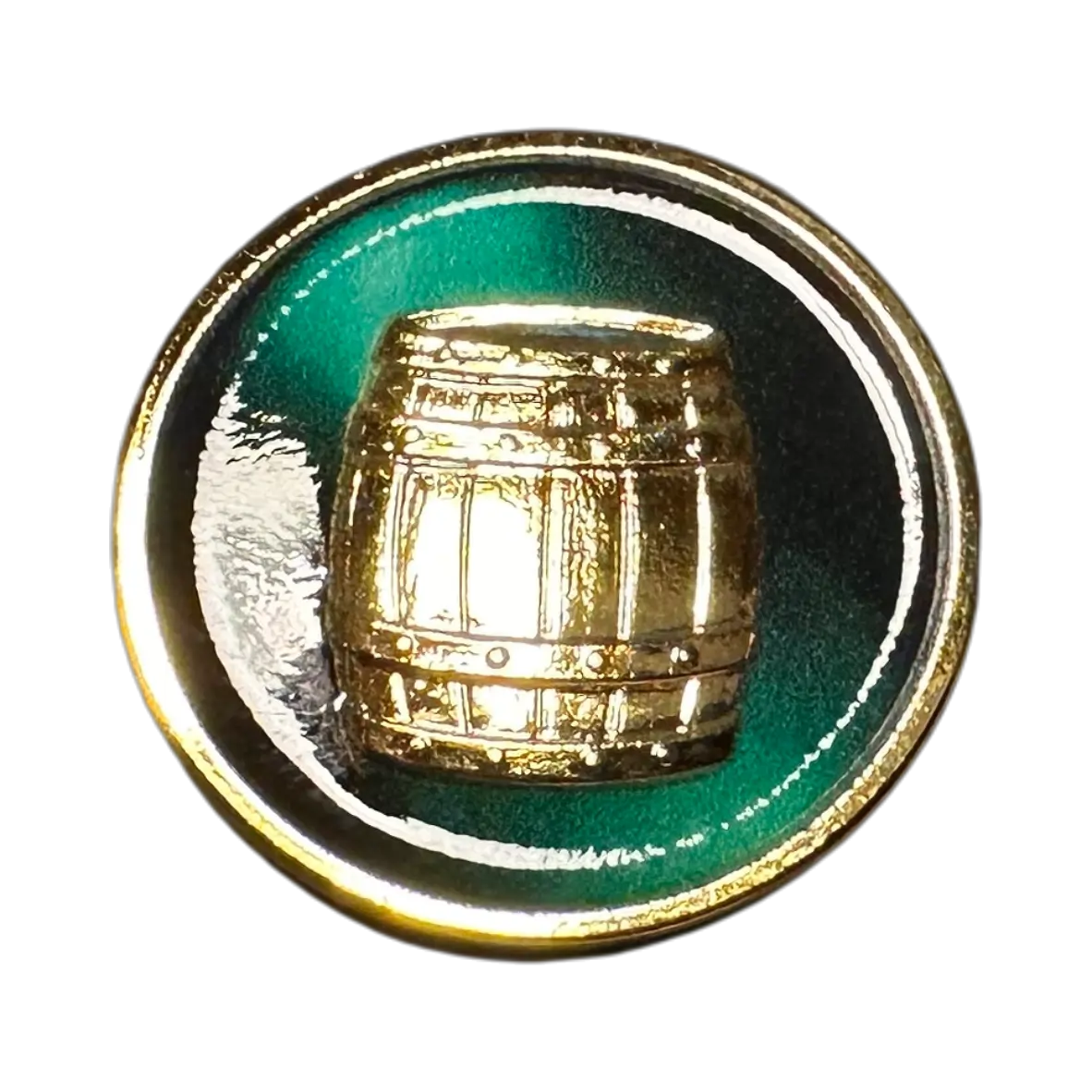 Barrel, Barrel-förmig, Gold, Knopf, Grüner Hintergrund
