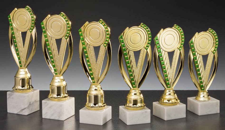 Ständer - Trophäe H 251 mm gold / grün Ständer - Trophäe H 251 mm gold / grün