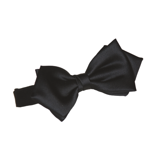 Fliege schwarz mit Ankerband in spitzer Form Schwarze Herren-Fliege mit Ankerband und spitz zulaufender Form, einfarbig mit glatter, leicht glänzender Oberfläche