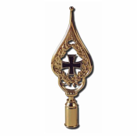 Rahmenspitze Eisernes Kreuz, Messing poliert, Höhe 28cm
