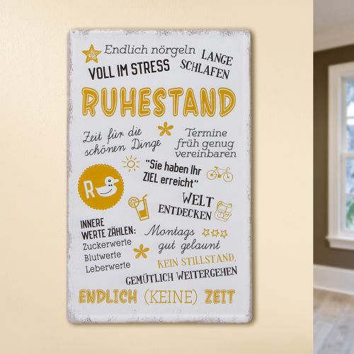 Metall Schild Weisheit Rente