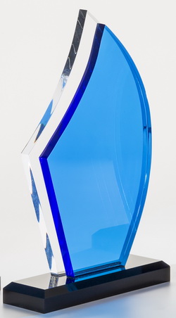 Acryl-Glas Trophäe Mauritius / H 229 x B 140 mm - mit Geschenkbox