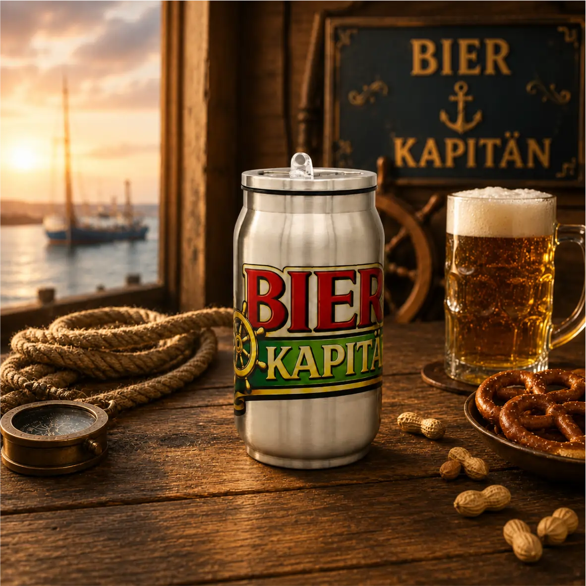 Bier, Dosenbier, Kapitän, Glas Bier, Schaumkrone
