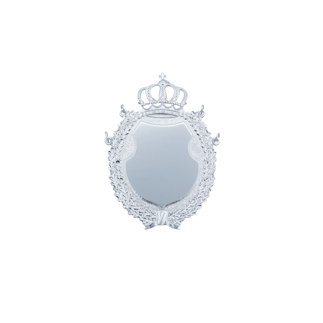 Schild versilbert mit 4 Ösen und Ringen