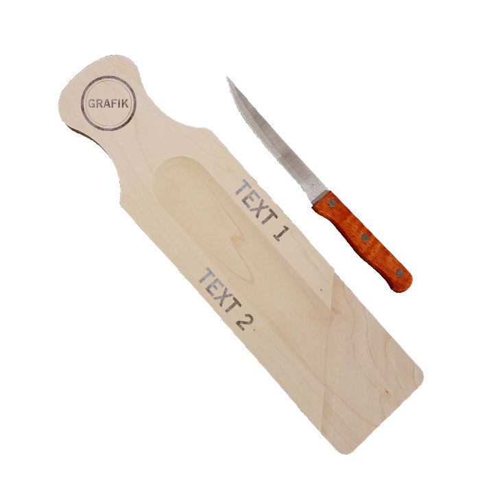 Salamibrett mit Messer, Ahorn incl. Laserung