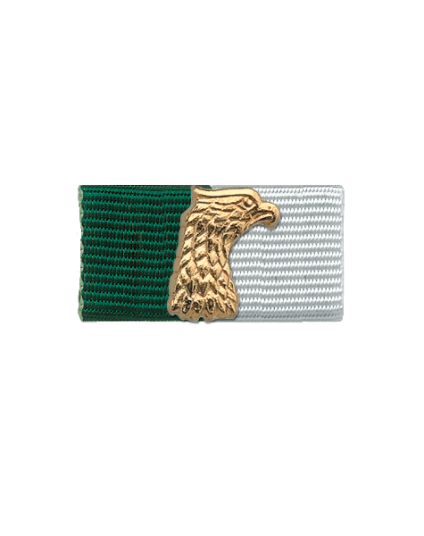 A55-16-03 Bandschnalle mit vergoldeter Auflage Kopf, grün-weiß