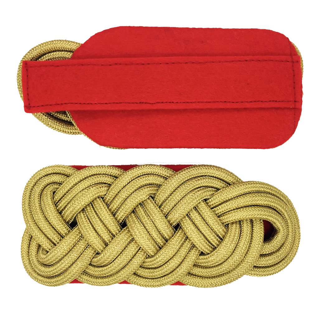 Majorsgeflecht gold, Unterlage rot