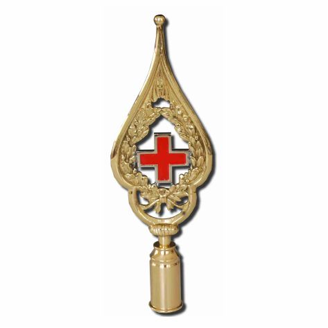 Rahmenspitze Rotes Kreuz, Messing poliert, Höhe 28cm