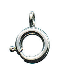 Federring mit Öse als Kettenverschluss Federring mit integrierter Öse als Verschluss für Ketten oder Armbänder, rundes Kettenzubehör mit glänzender metallischer Oberfläche