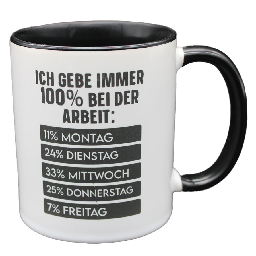 Tasse 100% bei der Arbeit