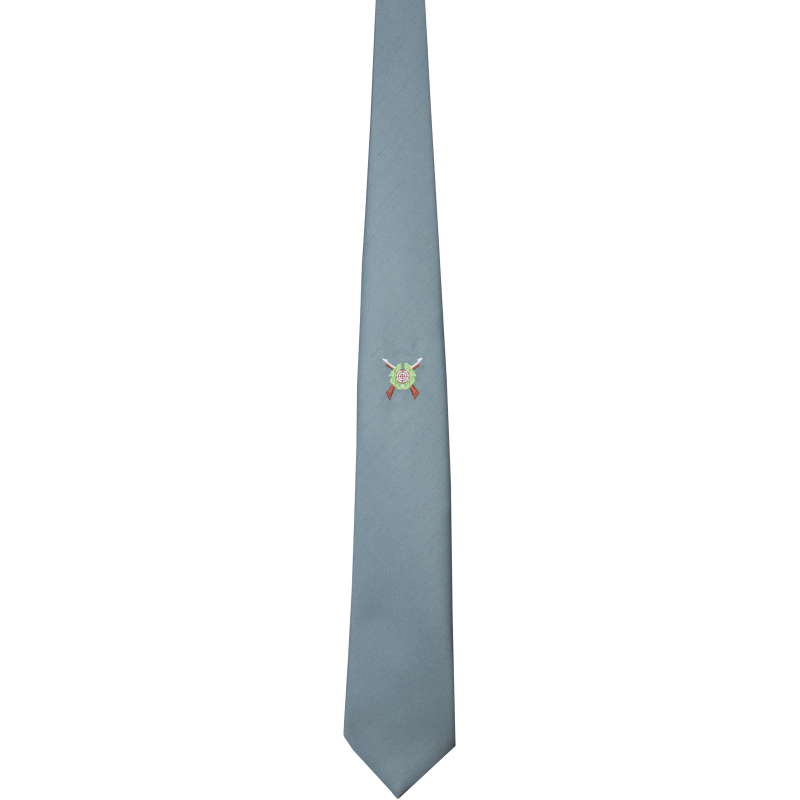 Schützenkrawatte Shantung mit gesticktem Schützenmotiv von EinzigArt Schmale Schützenkrawatte aus Shantung in hellem Blau mit gesticktem Schützenmotiv im unteren Bereich, EinzigArt
