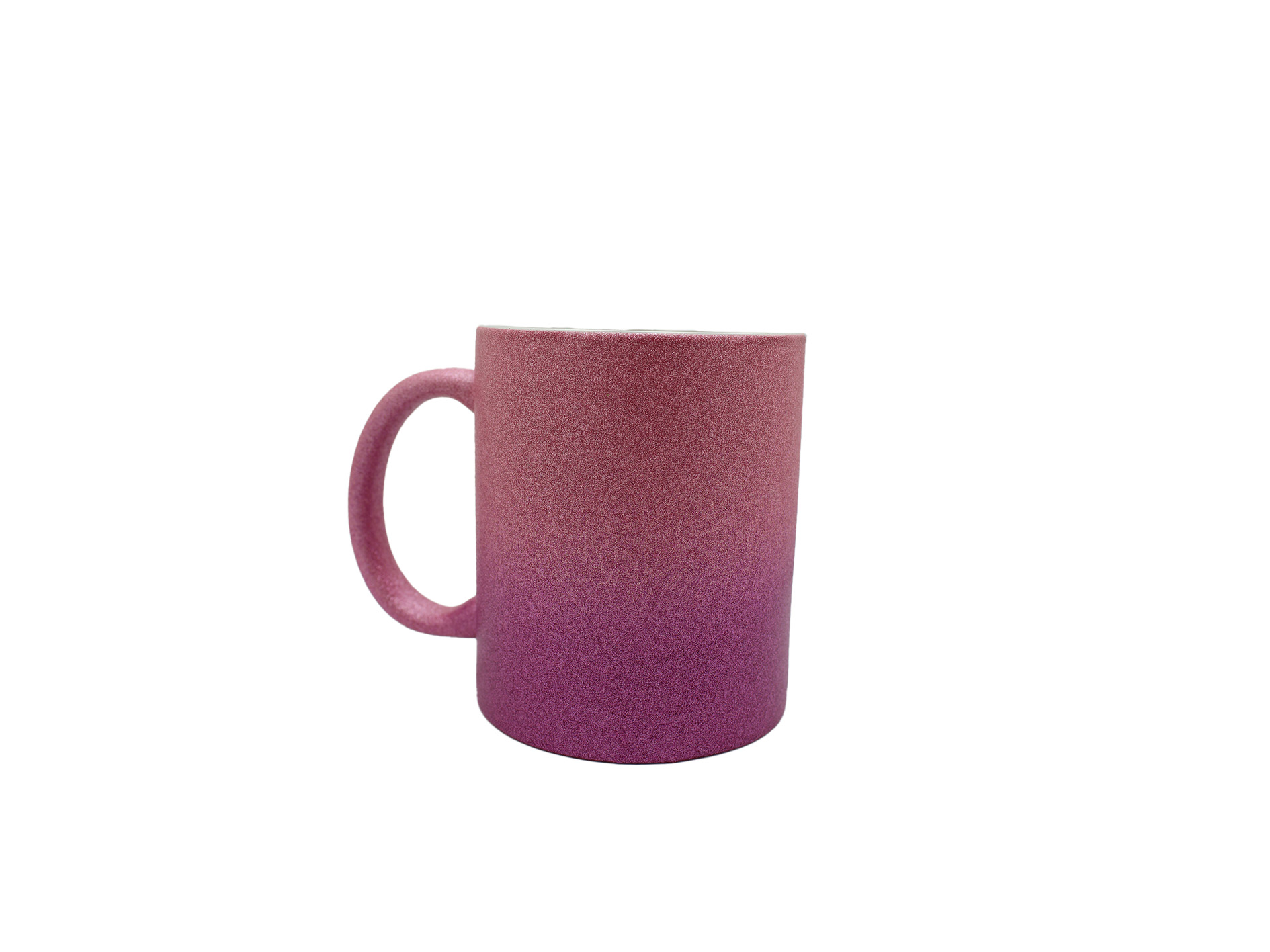 Glitzertasse mit Farbverlauf in Pink/Blau und Wunschmotiv