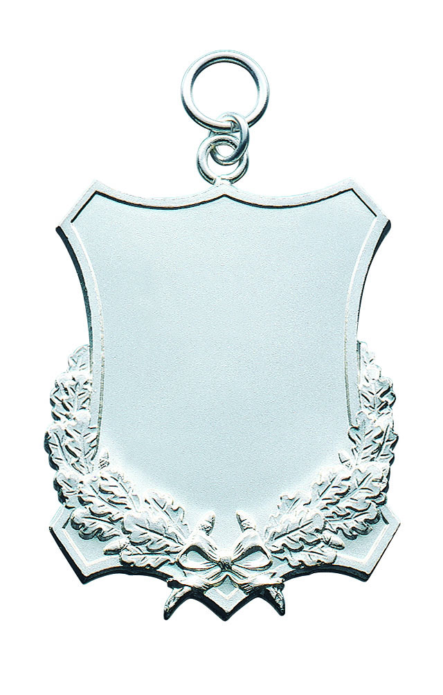 Schild versilbert mit Öse und Ring