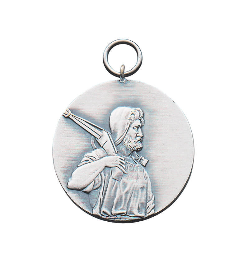 Medaille vergoldet für Schützen mit Relief eines älteren Schützen Runde Schützenmedaille mit Öse und Ring, Vorderseite mit Relief eines älteren Schützen im Profil und geschultertem Gewehr, personalisierbare Medaille vergoldet